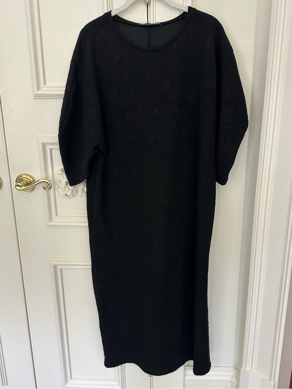 Black Textured Midi Dress